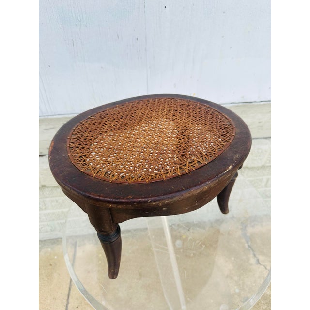 Antique Cane Footstool For Sale - Image 4 of 6