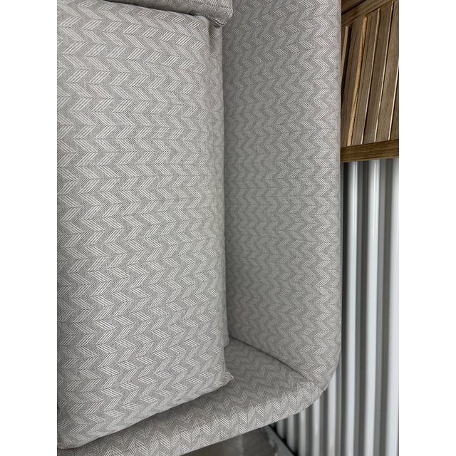 CR Laine 3500-22B Nelson Apartment Sofa - Box Border Back. Weltless. Oak wood legs. Wood grain pattern is a natural...