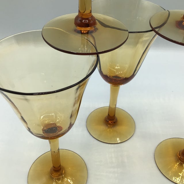 Vintage Amber Crystal Port Glasses - Set of 7 For Sale - Image 12 of 12