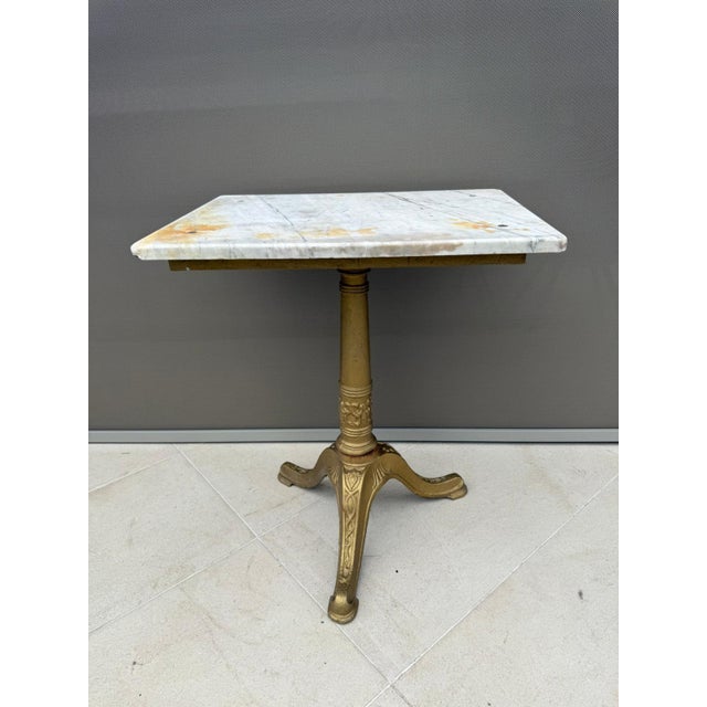 Antique French Bistro Table with Marble Top and Cast Iron Pedestal Base, 1900s For Sale - Image 12 of 12