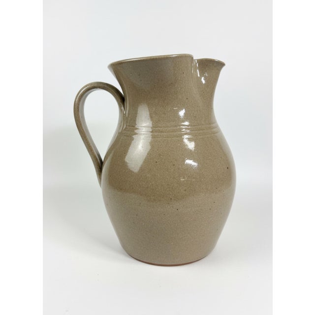 Traditional 1993 Jugtown Ware North Carolina Studio Pottery Floral Pitcher For Sale - Image 3 of 5