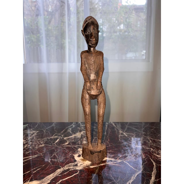 1970s 1970s African Hand Carved Man Sculpture For Sale - Image 5 of 7
