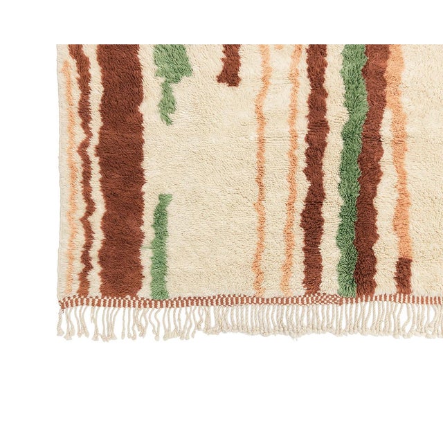 2020s Vertical Streak Abstract Hand-Knotted Moroccan Wool Rug | 10'0" X 7'7" | One of a Kind For Sale - Image 5 of 8
