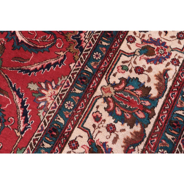 Shabby Chic Persian Tabriz Red/Beige Wool Rug - 8'10'' X 11'10'' For Sale In New York - Image 6 of 10