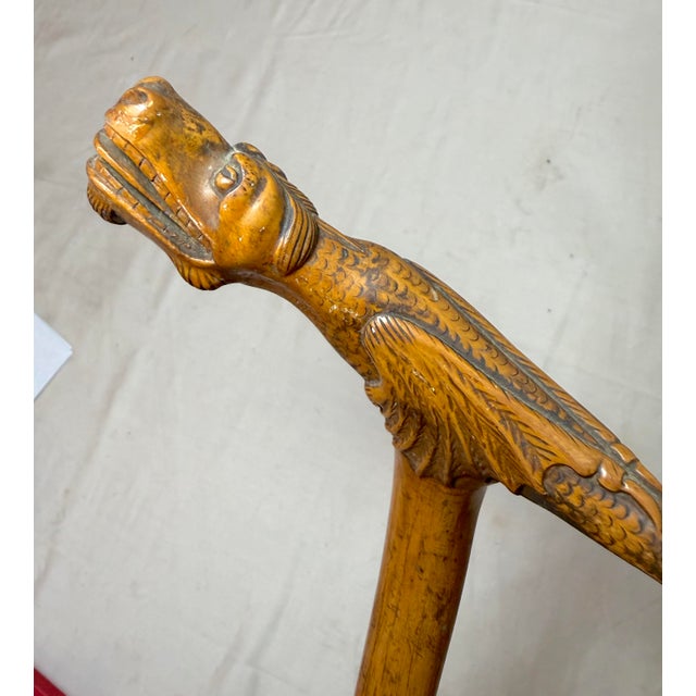 Antique 19th Century Hand Carved Folk Art Dragon Walking Stick Cane Sculpture For Sale - Image 12 of 16