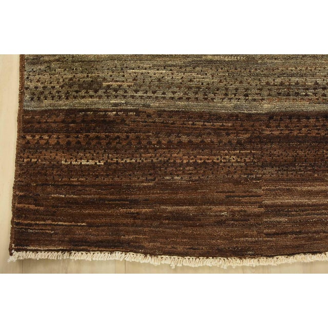Gabbeh Rug 5′ X 6’4” Brown Gray Wool Contemporary Hand-Knotted Carpet For Sale - Image 9 of 12