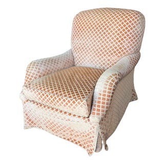 Nancy Corzine 2120 Chattingham Lounge Cut Velvet Roll Arm Club Chair For Sale