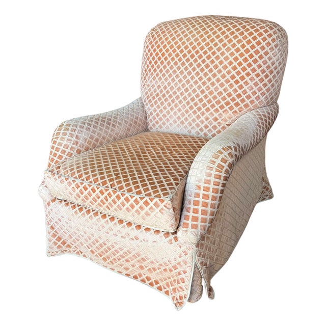 Nancy Corzine 2120 Chattingham Lounge Cut Velvet Roll Arm Club Chair For Sale