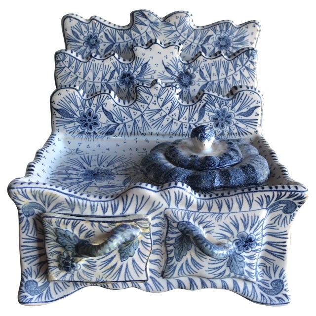 Blue & White Faience Ink Well For Sale In Tampa - Image 6 of 6