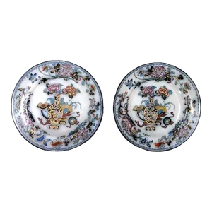 Pair of Mid 19th Century Ridgway Noma Pattern Table Plates 4317 Chinoserie Style