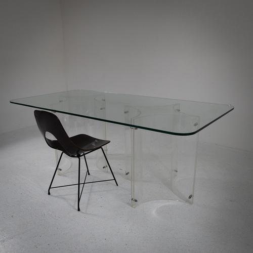 Glass and Acrylic Glass Dining Table by Roberto Monsani For Sale - Image 10 of 12