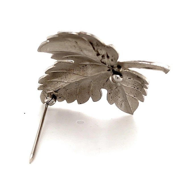 Metal 1990s Tiffany & Co Estate Leaf Brooch Pin Sterling Silver For Sale - Image 7 of 12