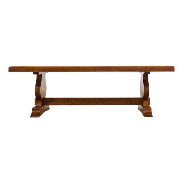 Country French Oak Farmhouse Trestle Dining Table 7.8 Ft For Sale