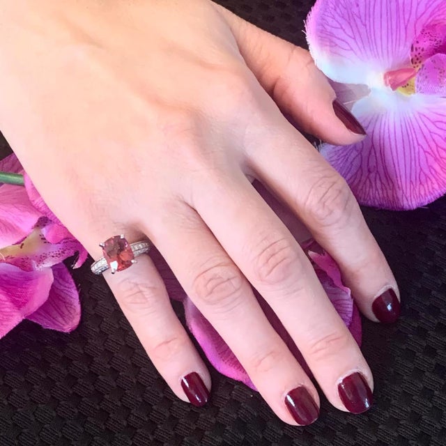 Diamond Tourmaline Rubellite Ring 3 Platinum 3.72 TCW Certified For Sale - Image 14 of 17