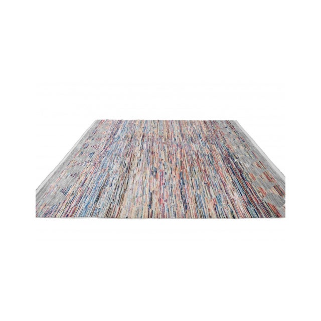 Mid-Century Modern Multicolor Modern Wool Rug For Sale - Image 3 of 7