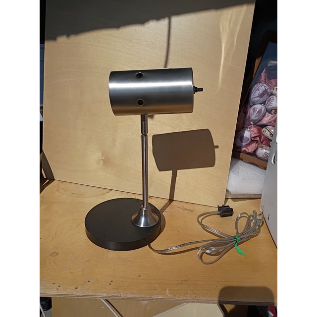 Custom Made Brushed Nickel Desk Lamp For Sale - Image 4 of 10