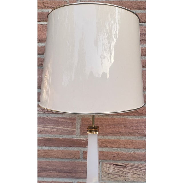 Gold Brass and Onyx 2-Light Table Lamp with Fabric Shade from Versace, 1970s For Sale - Image 8 of 13
