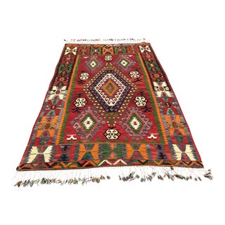 Vintage Turkish Kilim Rug - 115" X 73.5" For Sale