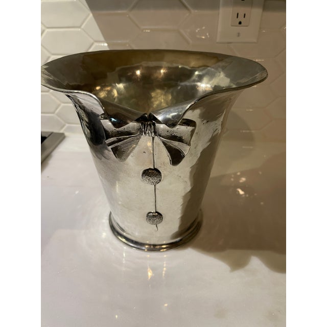 Beautiful hand pounded vintage pewter champagne cooler or ice bucket. Made in France in the 1960s by Jean Goardere. The...