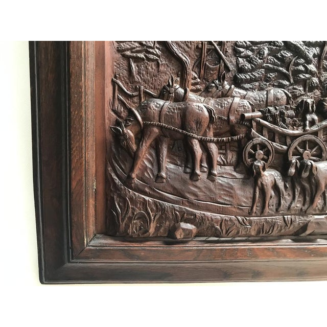 Bas-Relief in Wood by M. Arendt for Village Scene, 1940s For Sale - Image 11 of 18