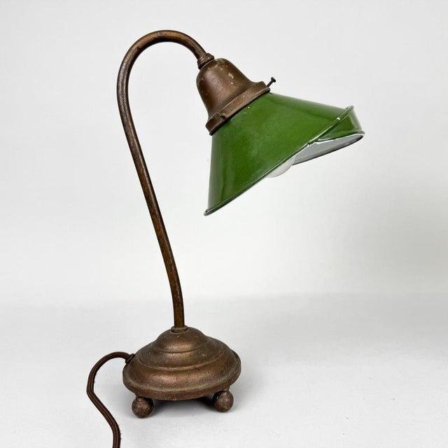 Enamel & Cast Iron Desk Lamps, Former Czechoslovakia, 1920s, Set of 2 For Sale - Image 6 of 18