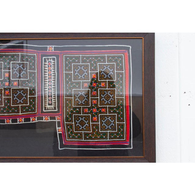 Textile Antique Hmong Tribe Framed Textile For Sale - Image 7 of 8
