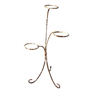 Vintage White Iron Plant Stand For Sale