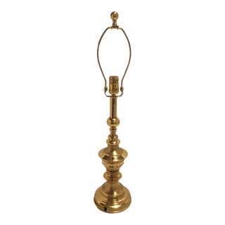 Stiffel Neoclassical Polished Brass Candlestick Table Lamp For Sale