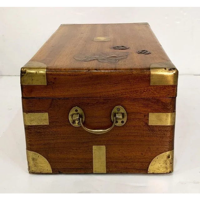 Brown 19th Century British Military Officer's Campaign Trunk of Brass-Bound Camphor For Sale - Image 8 of 12