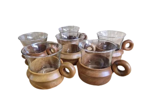 Vintage Cups in Teak, Set of 6