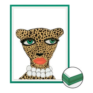 Cheetah by Kendra Dandy in Green Acrylic Shadowbox, XS Art Print For Sale