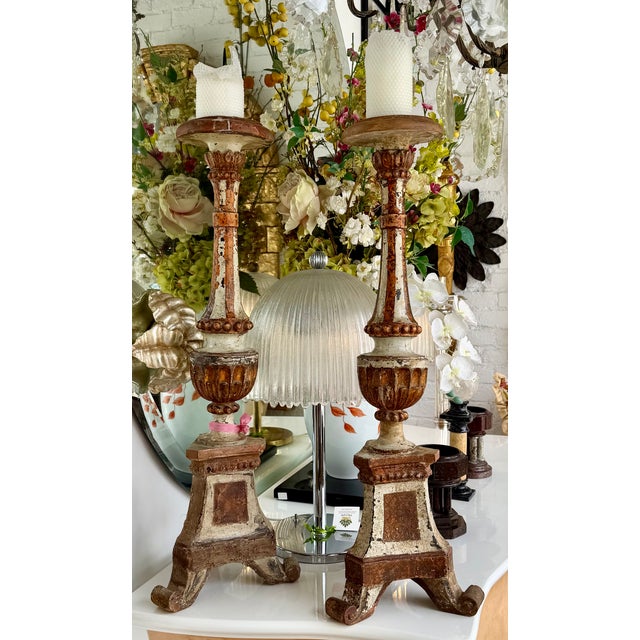 18th Century Italian Giltwood Cathedral Altar Candlesticks For Sale In Los Angeles - Image 6 of 8