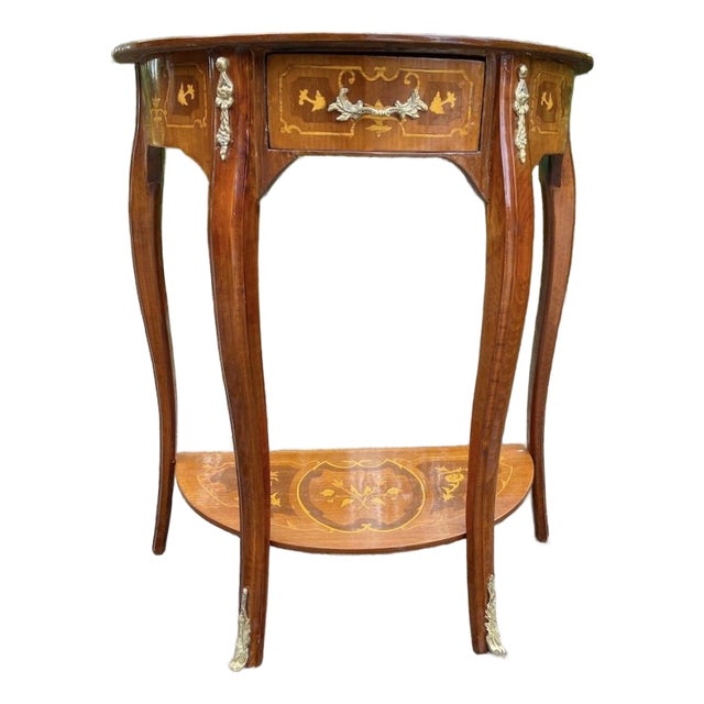 1980 French Louis XVI Mahogany Bronze Side Table For Sale