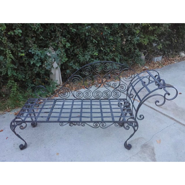 Vintage French Hand Forged Wrought Iron Chaise Lounge Bench. Styled after Charles Moureux Beautiful, solid piece. Due to...