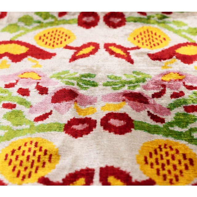 2020s Luxury Floral Silk Velvet Lumbar Pillow 16x24 | Handmade & Vegetable Dyed For Sale - Image 5 of 8