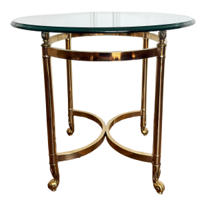Vintage LaBarge Style Brass & Beveled Glass Side Table