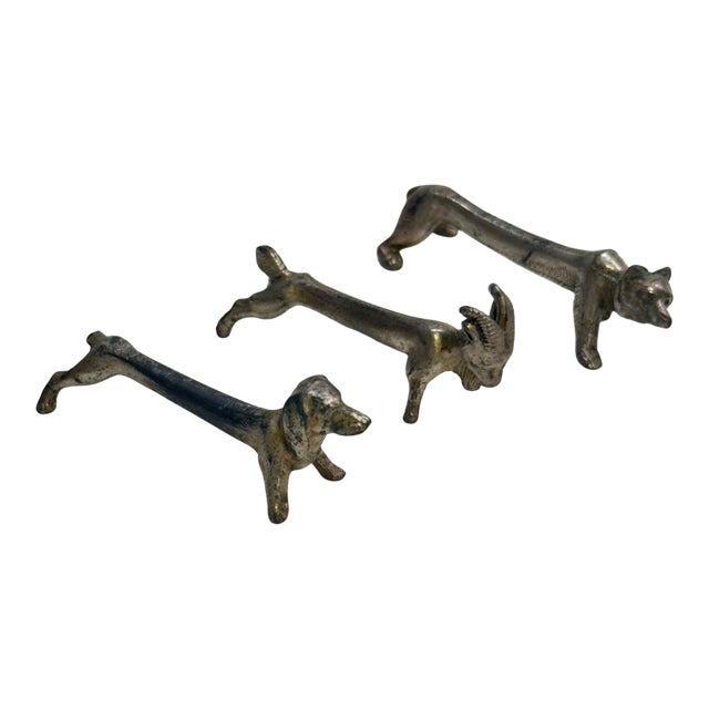 Vintage Cast Brass Animal Knife Rests - Set of 6 For Sale