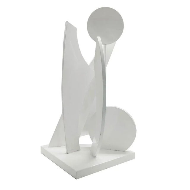 White Lacquered Wood Geometrc Sculpture, Italy, 1990s For Sale - Image 4 of 5