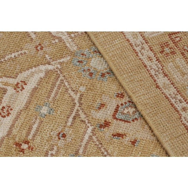 Textile Rug & Kilim’s Oushak Style Rug in Beige-Brown, Gold Floral Patterns For Sale - Image 7 of 7