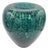 1980s Large Hand-Blown Blue & Emerald Marbled Leaded Art Glass Vase, Unsigned For Sale