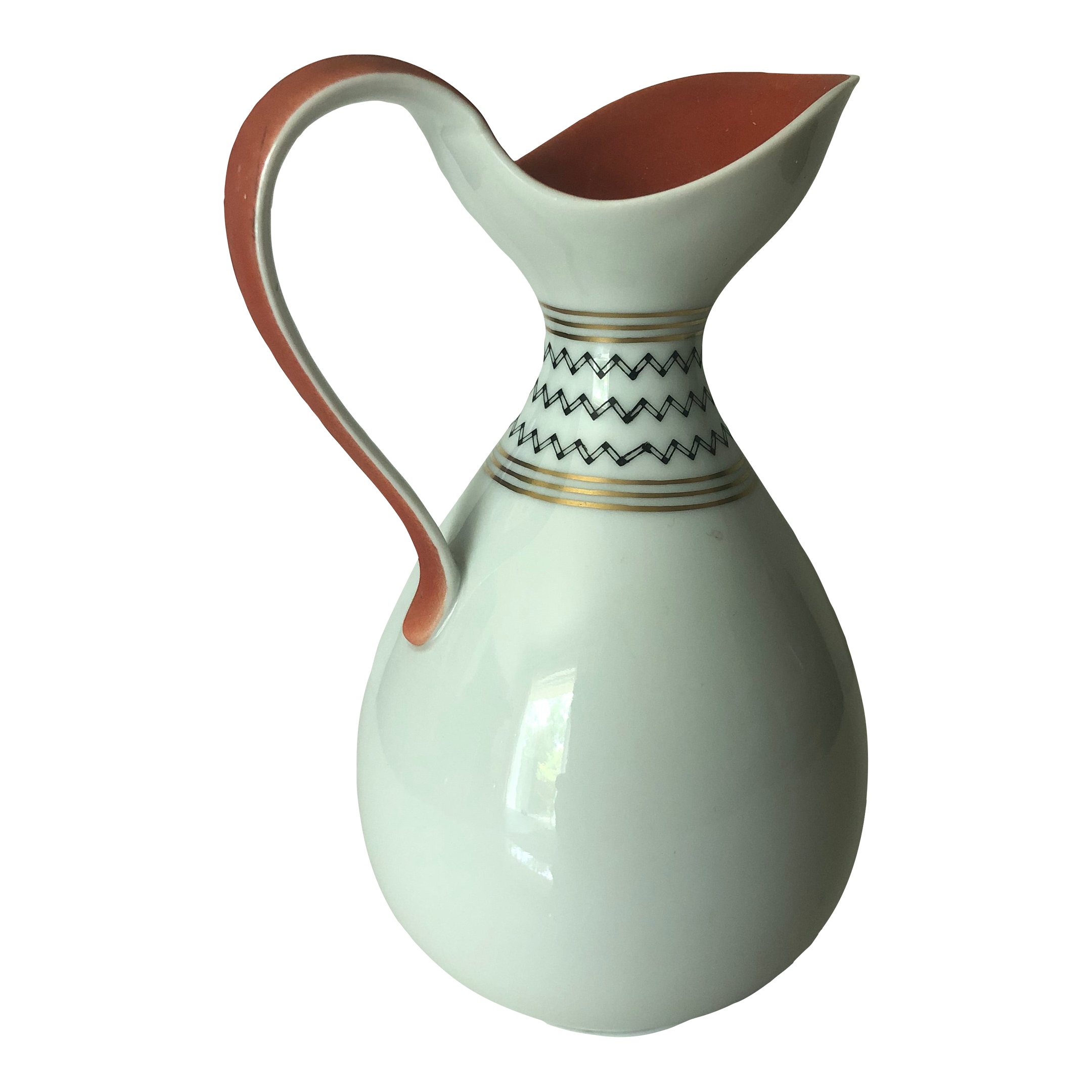 1950s Richard Ginori Italian Art Deco Porcelain Pitcher | Chairish