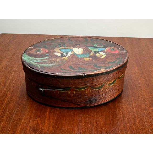 Antique German Polychrome Painted Bentwood "Spanschachtel" or Ribbon Box C. Late 18th Century For Sale In Boston - Image 6 of 9
