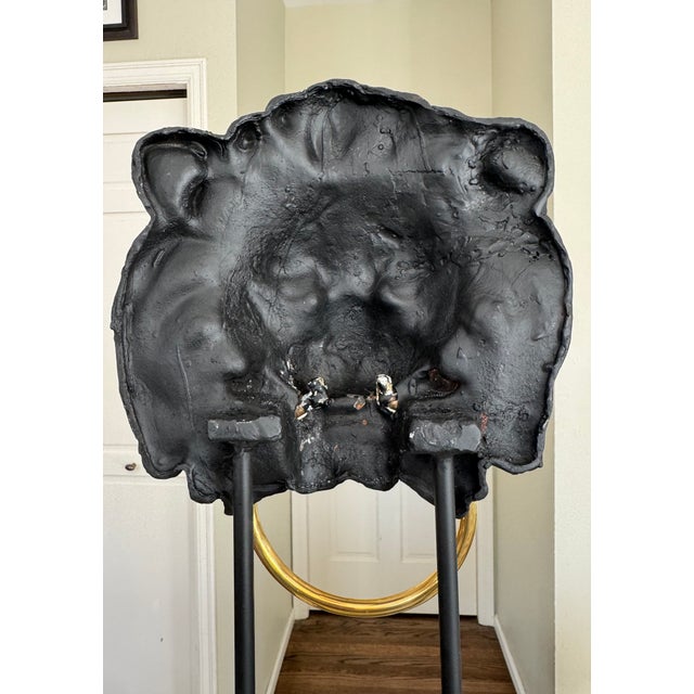 Black Vintage Regal Lion’s Head Towel Valet For Sale - Image 8 of 9