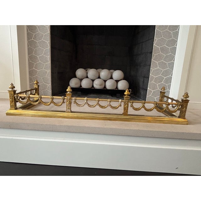 Late 20th Century Neoclassical Style Brass Antique Fender For Sale - Image 5 of 12