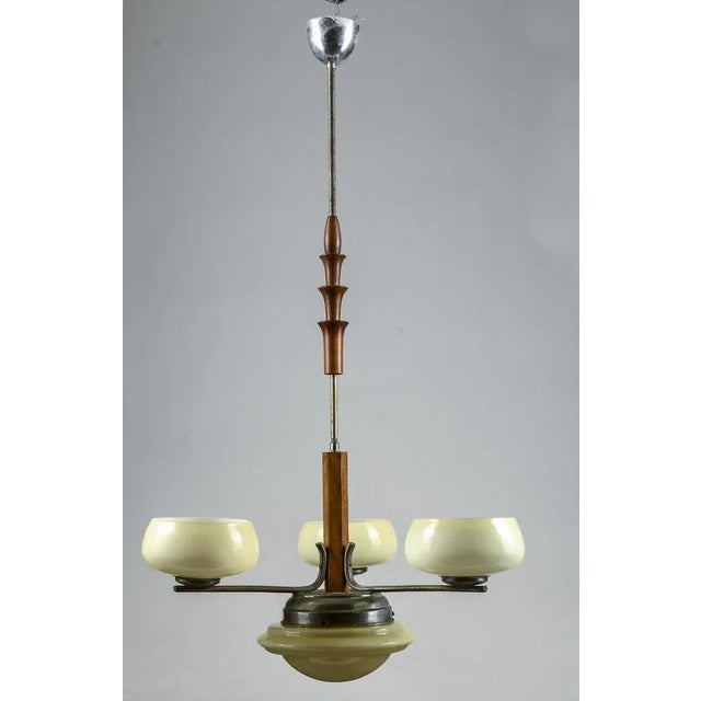 1930s Art Deco Hanging Lamp in Metal and Glass For Sale - Image 5 of 9