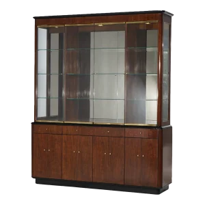 Mid Century Modern Profiles by Drexel Mahogany & Ebonized Breakfront Cabinet