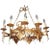 Hollywood Regency 12 Light Iron Gold Leaf Chandelier For Sale