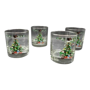 Vintage Johnson Bros Victoria Christmas Old Fashioned Glasses, England- Set of 4