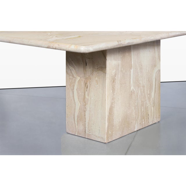 Ivory Italian Modern Breccia Oniciata Marble Dining Table With Bullnose Edge For Sale - Image 8 of 12