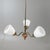 Swedish Teak and Brass 3-Arm Chandelier with Opaline Glass Shades, 1950s For Sale - Image 4 of 9